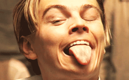 GIF leche : leche, dicaprio, langue, tongue, Leonardo, slurp